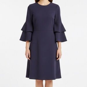 Tibi Dark Blue Long Sleeve Dress